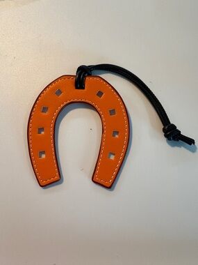 Orange Horseshoe Leather Bag Charm